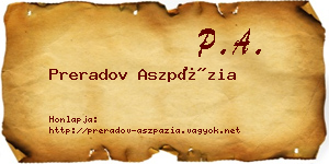 Preradov Aszpázia névjegykártya